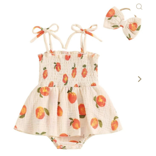 Peachy Keen Onesie Dress & Bow – The Ollie Bee