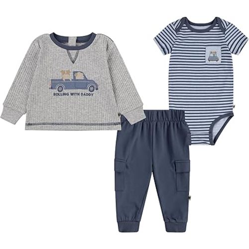 HUGGIES Baby Bodysuit, Long Sleeve Top and Pants 3-piece Outfit Set