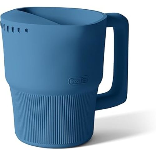 Roslim Silicone Baby Bath Rinse Cup - Shampoo & Body Washing Rinser for Kids & Toddlers, Lightweight Bath Cups for Rinsing Hair, Easy-Grip Handle, Ultra Soft Material (Ocean Blue)