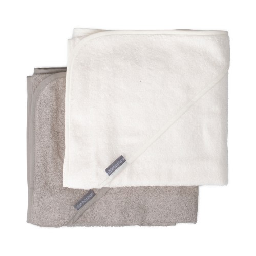 Little Bamboo Hooded Towel 2 Pack Stone Grey
