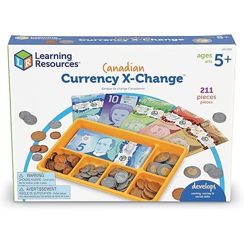 Learning Resources Canadian Currency-X-Change, Pretend Play Money for Kids, Develops Sorting and Money Skills, 211 Pieces, Ages 5+