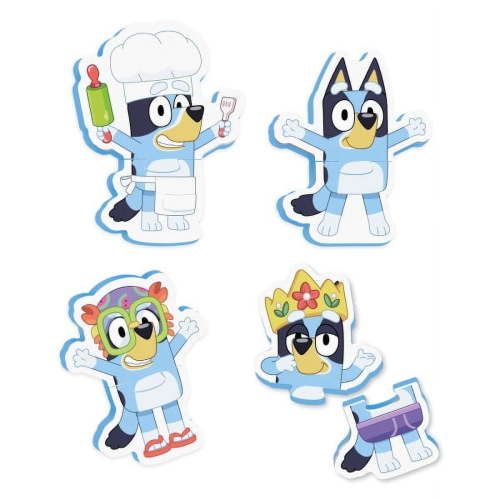 TOMY Toomies Bluey Bath Puzzle - Includes Mesh Bag Bath Toy Storage with Suction Cups - 8 Count - 18 Months and up