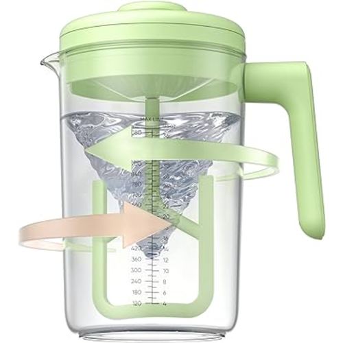 Electric Formula Pitcher, 36 oz Baby Formula Mixing Pitcher, Automatic Baby Formula Mixer, Bidirectional Stirring Breastmilk Pitcher, Locking Lid Smooth Formula Maker Milk Storage for Fridge（Green)