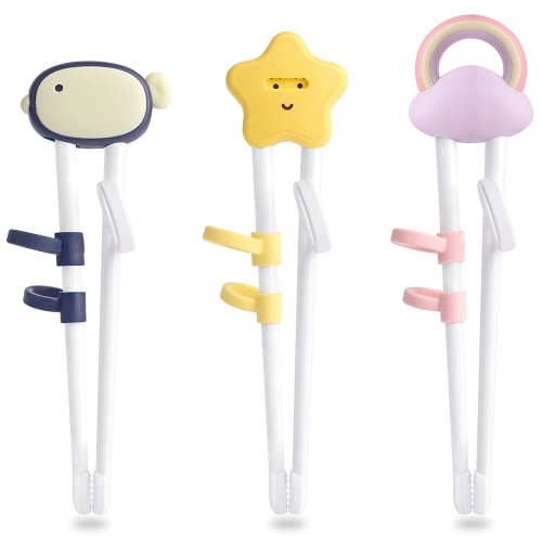 Training chopsticks for kids and beginners, 3 Pairs chopstick set with attachable learning chopstick helper