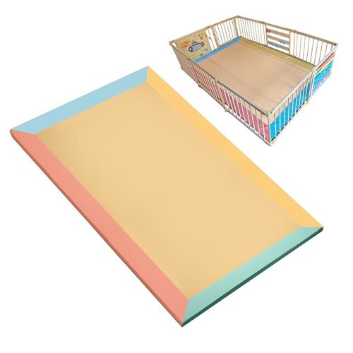 Zety Compatible Baby Play Mat - PU Leather Baby Playpen Mat - Waterproof Play Mats for Floor - 1.5" Thick High Density Foam Play Mat (Under the Sea, 10-Panel)