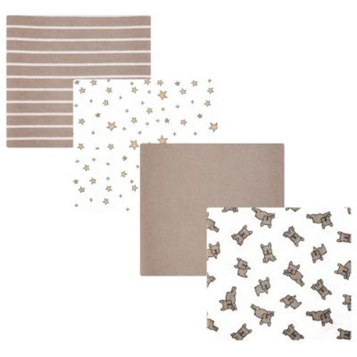 Hudson Baby Infant Baby Cotton Poly Flannel Receiving Blankets 4-Pack, French Bulldog Stars, One Size