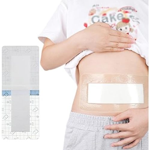 25 Pcs Long Waterproof Shower Bandages for Abdominal Wounds C Section Tummy Tuck Incisions Post Surgery Shower Protector C-Section Scar Strips Island Dressing 4x14 Inch