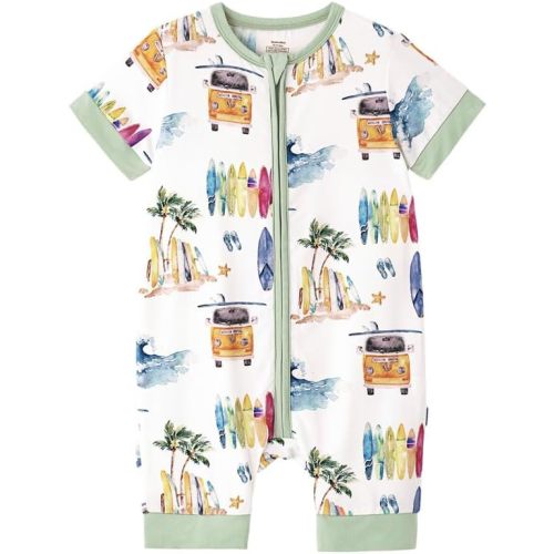 Baby Boys Girls Romper Short Sleeve Infant Sleepers Play Romper Soft Viscose from Bamboo Pajamas Toddler 0-24M