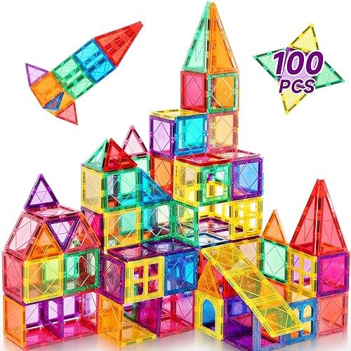 Mruikeny 100PCS Magnetic Tiles Kids Toys - Magnetic Building Blocks