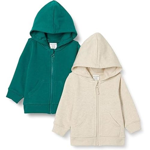 Amazon Essentials Unisex Toddlers and Babies' French Terry Zip-Up Hoodie, Multipacks