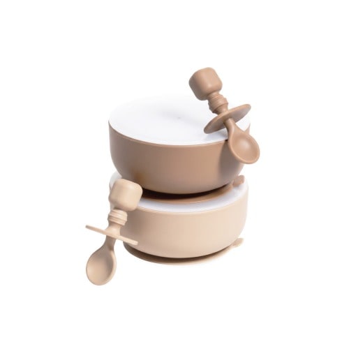 Silicone Baby Feeding Set with Suction Bowls & Spoons, 4-Piece
