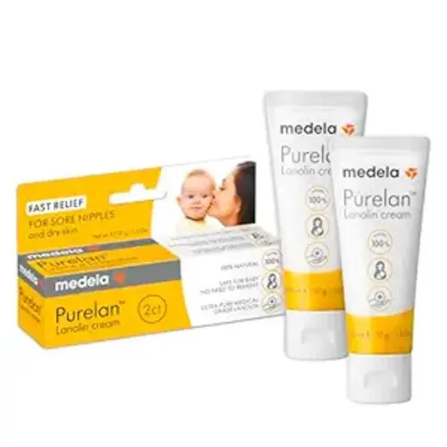 Medela Purelan Lanolin Nipple Cream, Fast Relief for Sore Nipples & Dry Skin During Breastfeeding, Safe for Breastfeeding Baby, Natural, Hypoallergenic, Fragrance-Free, 1.3 Ounces, 2 Pack