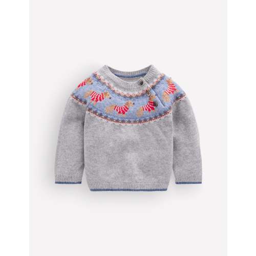 Fair isle Sweater - Grey Marl Puppy | Boden USA