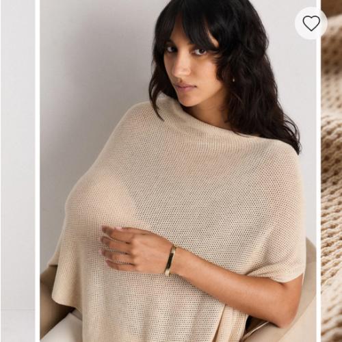 Lightweight Cotton Cashmere Nursing Shawl in Heather Oatmeal