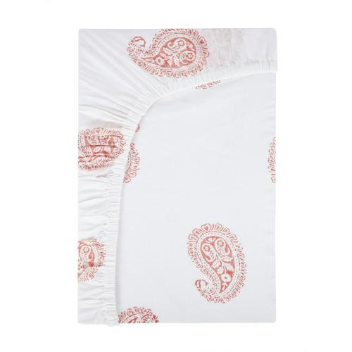 Block-Printed Cotton Fitted Crib Sheet