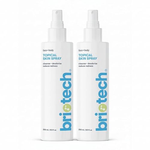 BRIOTECH Topical Skin Spray, Hypochlorous Acid Spray for Sensitive Skin, HOCl Facial Mist, Full Body Support Against Irritation, Calm Redness, Soothe Foot & Scalp, 8.5 oz (2 Pack)