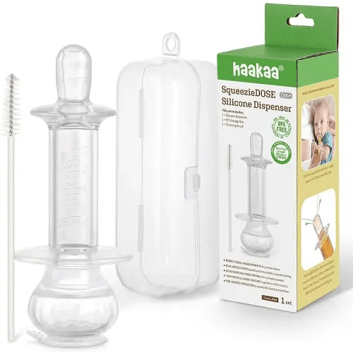 Haakaa SqueezieDOSE Silicone Liquid Dispenser (8ml) – Multi-Purpose Baby Feeding Syringe/Liquid Medicine Dispenser – Accurate Dosing for Kids’ Medication 0 Month +