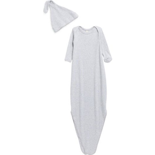 Rib Knotted Organic Cotton Blend Gown & Hat Set