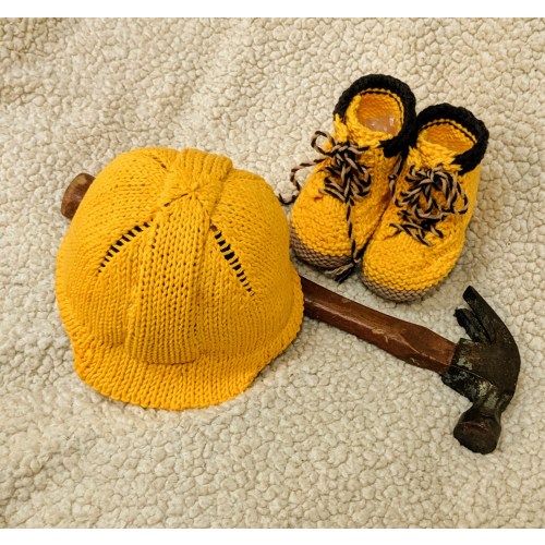 Baby Construction, Baby Hard Hat, Baby Construction Outfit, Unique Baby Gift, Work Booties, Baby Shower Gift, Newborn Photo Prop