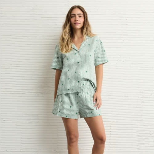 AE Gingham Hearts Seersucker PJ Set