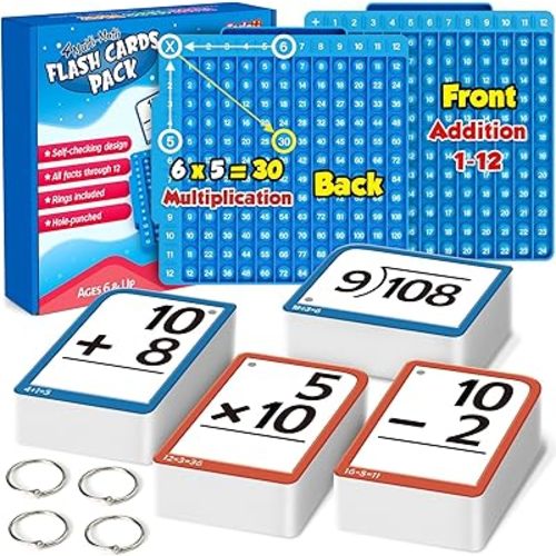 Torlam Math Flash Cards + Math Board, Multiplication Flash Card Times Table Chart, Math Manipulatives Division, Addition, Subtraction Games Toys for Kids, 1st, 2nd, 3rd, 4th, 5th, 6th Grade