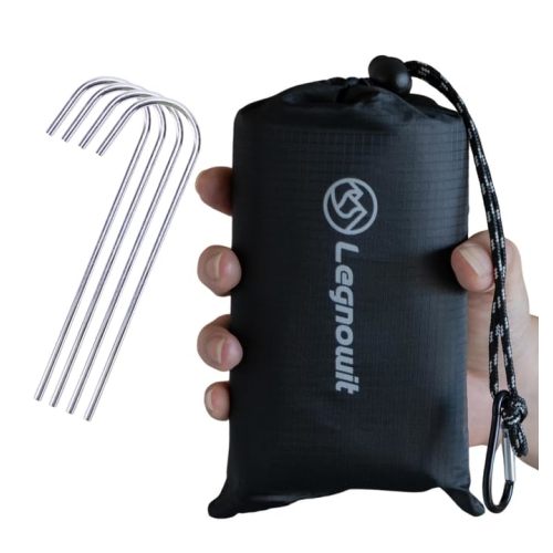 Legnowit Outdoor Pocket Blanket, 55"x79" Waterproof Foldable Compact Pincic Blanket, Ultralight Tarp for Camping, Festival, Beach, Hiking, Backpacking, Travel and More, Stakes Included
