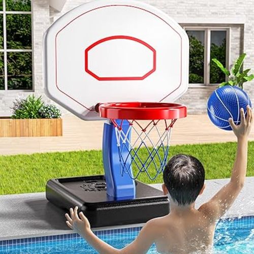 Kids Basketball Hoop for Boys Age 3 4 5 6, Adjustable Toddler Basketball Goal with 4 Balls for Indoor Outdoor Play,Poolside Basketball Hoop for Pool Basketball Toy for Boys Girls Kids Age 3-8
