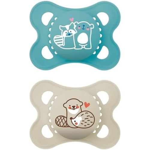 MAM Original Matte Baby Pacifiers 0-6 Months, Binky for Newborn Babies, BPA-Free Skin Soft Silicone Nipple, Easy to Clean, Developed with Medical Experts, 2 Count, With Sterilizer Case, Made in Europe