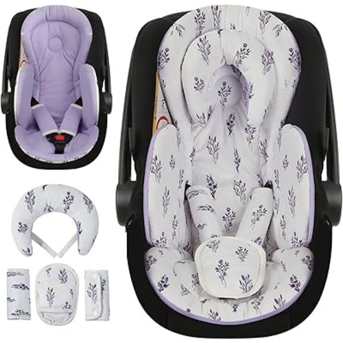 Infant Car Seat Insert, Body Support for Baby Newborn Infant Toddler with Extra Headrest, Shoulder Pads Set, Soft, Plush Fabric, Reversible Design Fits for Stroller, Baby Swing, Bouncer