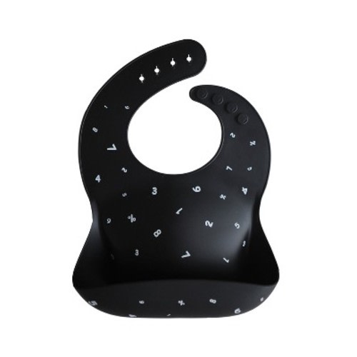 Silicone Baby Bib Numbers Black One Size