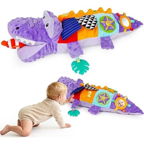 Purple Crocodile Plush Musical Stuffed Animal Alligator Baby Sensory Toy Tummy Time Learning Toy Soft Soothing Toys for Babies 0-36 Months Baby Shower 1st Birthday Gifts