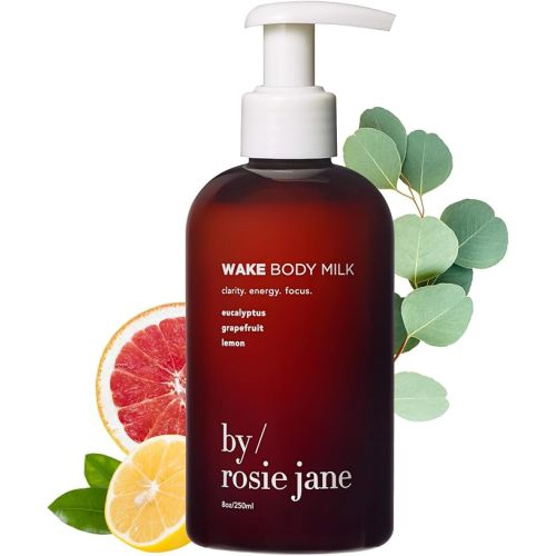 By Rosie Jane Wake Body Milk Skin Care - Milk Toner to Help Tone, Tighten and Hydrate Skin - Body Care Made with Eucalyptus, Grapefruit & Lemon - Helps Promote Anti-Aging & Boost Radiance (250ml)