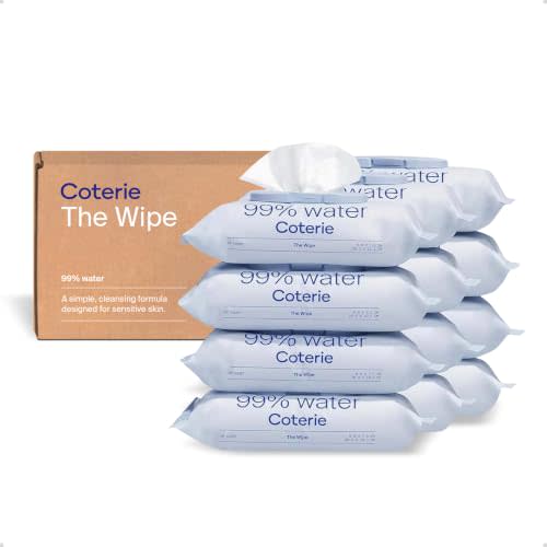 Coterie Baby Wipes for Sensitive Skin, 12-Pack (672 Count) | Includes 672 total wipes, 99% water, plant-based & plastic-free fibers, hypoallergenic, pH balanced, unscented, EWG Verified