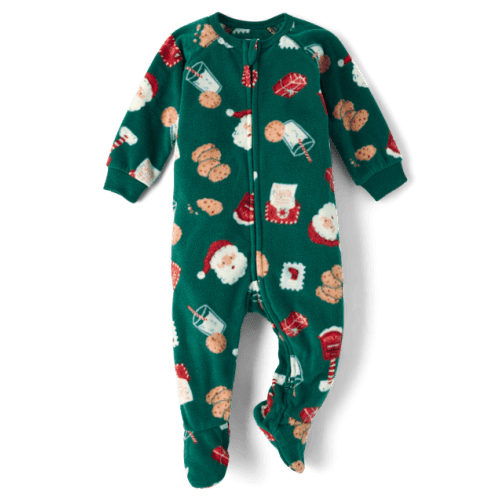 Baby And Toddler Matching Family Santa Letter Dream Fleece Footed One Piece Pajamas - Green