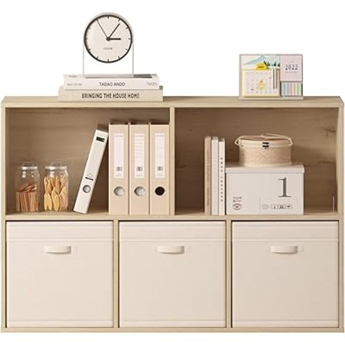 5 Cube Storage Organizer Bookshelf, Closed Back Display Bookcase, Reversible Bookcase, Cubes Closet Organizer for Home, Living Room, Kids Room, Office, Bedroom, Study, Hallway