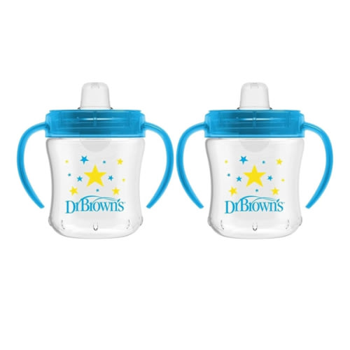 Dr. Brown's Transition Sippy Cup with Soft Spout - Blue - 6oz - 6m+ (Pack of 2)