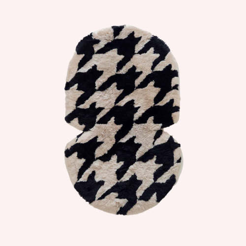 The Pram Puff - Houndstooth Biscuit & Black