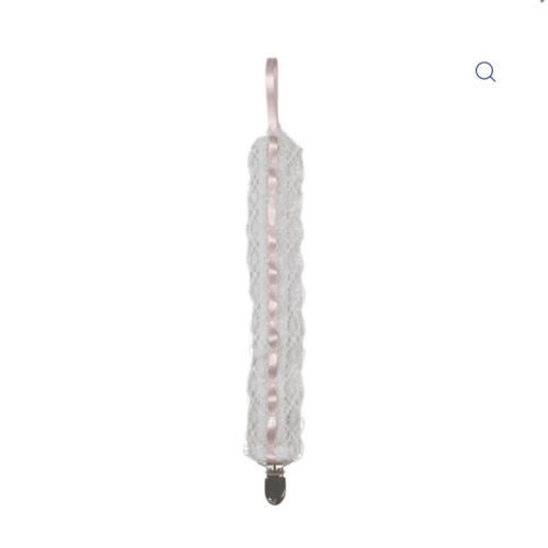 Legacy Pacifier Clip - Legacy White, Blessings Pink Ribbon
