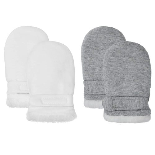 Baby Winter Mittens Newbron Adjustable Stay-On 0-12 Months Warm Gloves Sherpa Lined Fleece Infant Mittens Winter for Boy Girl
