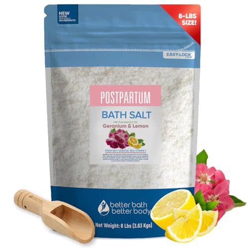 Postpartum Sitz Bath Soak 128 Ounces (8 Lbs) Bulk Bag Postpartum Care for New Moms Bath Salt with Essential Oils in Easy Press Lock BPA Free Pouch Made with Natural Ingredients Made in USA