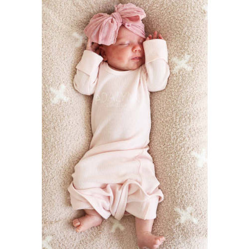 Personalized Bamboo Waffle Newborn Baby Knot Gown | Pastel Cutie
