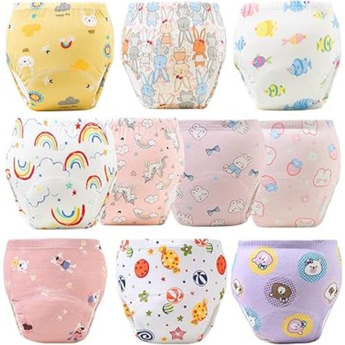 Upairy Potty Training Pants Cotton Absorbent Training Underwear for Toddler Boy and Girls 2T-5T,Soft Absorbent & Leak-Proof with Characters(10PCS,M)