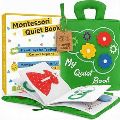 deMoca Busy Book for Toddlers 1–3, Quiet No Noise Activity Book for Travel and Public Use, Montessori My Quiet Book for 1 Year Old, Busy Board Gift for Boys and Girls