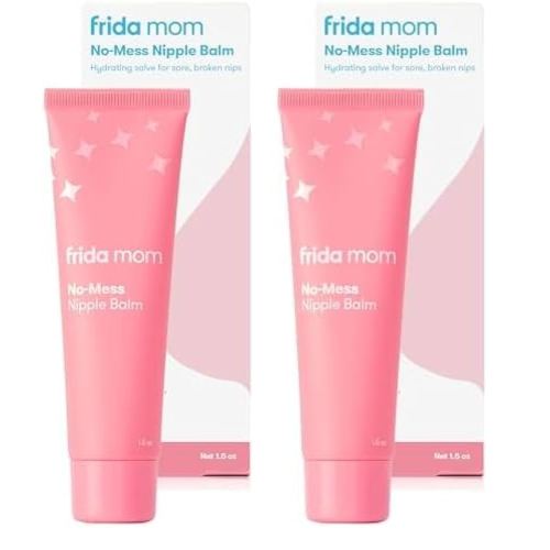 Frida Mom Nipple Cream, No-Mess Nipple Balm Moisturizer for Hydration, Gentle for Baby & Mom, 1.5fl oz (Pack of 2)