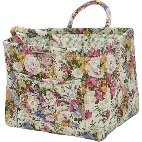 Boho Fabric Storage Basket, Large Capacity Laundry Basket, 12.2'' x 10.23'' x 10.23'' Collapsible Laundry Hamper with Easy Carry Handles (C Multi-Color 6, L)