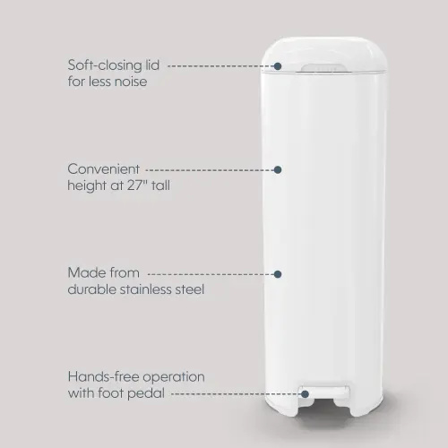 Diaper Genie Platinum Stainless Steel Diaper Pail Gift Set - White