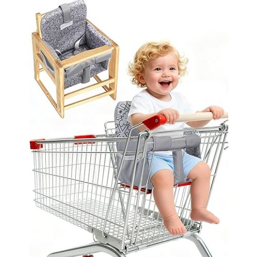 Shopping Cart Cover for Baby Girl and Boy, High Chair Cover for Restaurant, Padded Grocery Cart Seat Cover & Swing Insert for Infant & Toddler, Durable Machine Washable (Dark Grey)