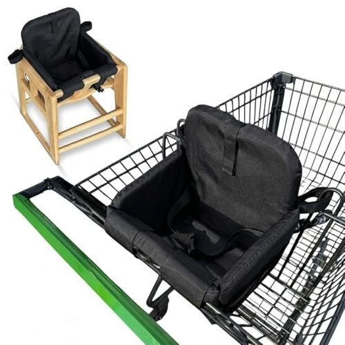 Shopping Cart Seat Cover for Baby, High Chair & Grocery Seat Protector, Padded Chair Covers for Restaurant Seats, Unisex Machine Washable Grocery Cart Liner & Swing Insert – Black