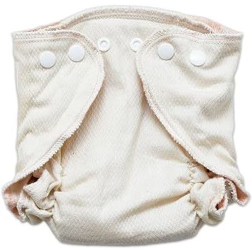 Osocozy Fitted Organic Diaper, 100% GOTS Certified Organic Cotton Birdseye Weave Fabric. Soft and Absorbent. Easy Snap Closures. Sewn in The USA. (Size: Small 7-13 Lbs)