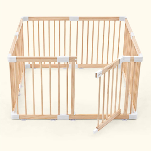 HARPPA Wooden Baby Gate Playpen | Non-Toxic Foldable DIY Adjustable Play Yard for Infants & Toddlers – Natural Finish Baby Fence for Small & Large Spaces